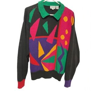 Russ Studio Vintage Multi-Colored Geometric Sweater
